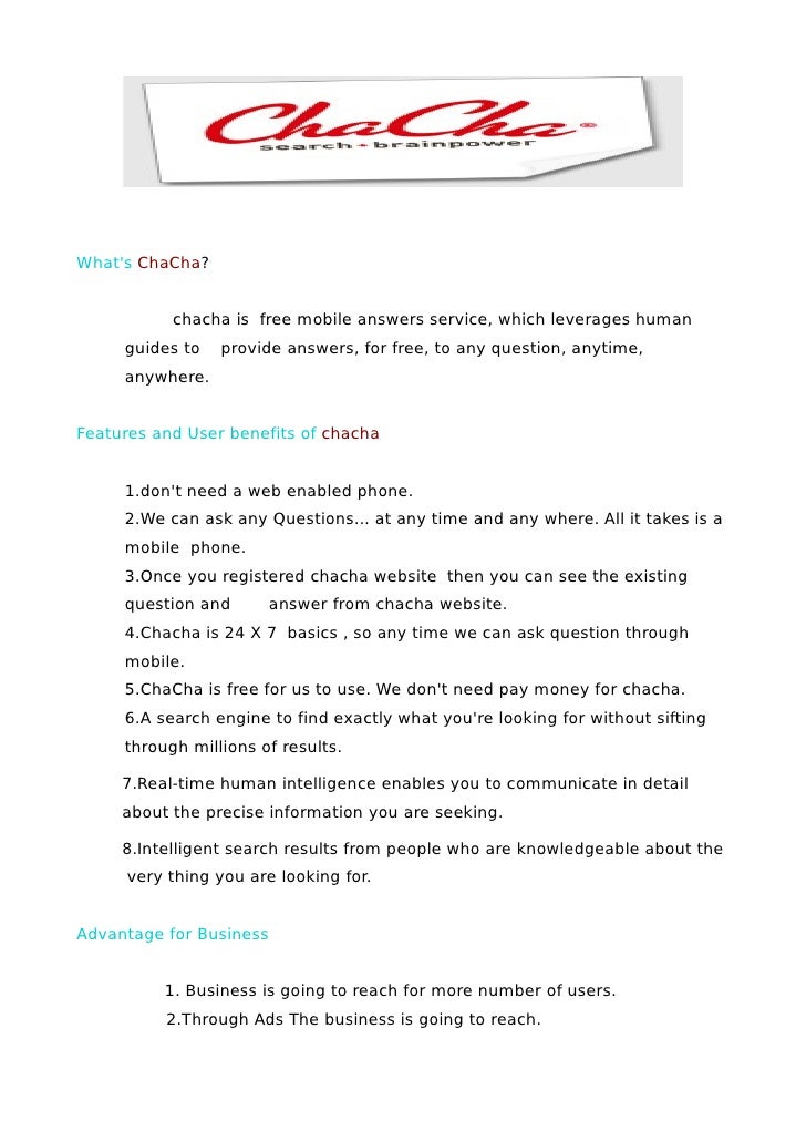 chacha help other people provide search site that